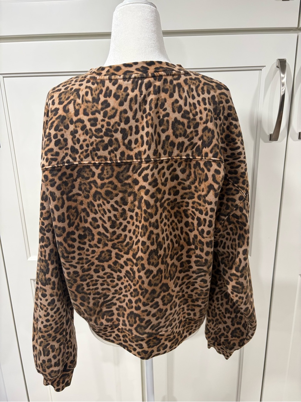 GAP Leopard Print Fleece-Lined Pullover - Brown/Black - Picture 3 of 4